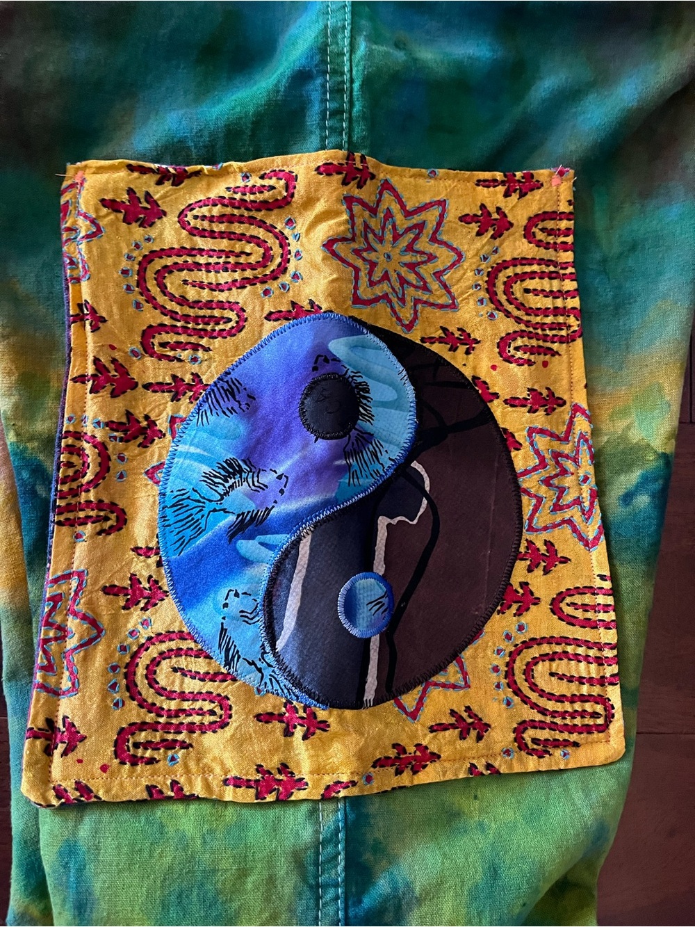 ☯️Yin yang j Garcia Jerry ice dyed silk pocket yoga festival tour grateful ❤️⚡️💙